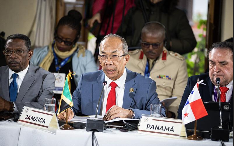 Deputy Prime Minister and Minister of National Security and Peace, the Hon. Dr. Horace Chang, addresses the delegates of the 17th Conference of Defence Ministers of the Americas in Cusco, Peru, on Wednesday (July 8), on behalf of the Prime Minister of Jamaica and Minister of Defence, Dr. the Most Hon. Andrew Holness.
