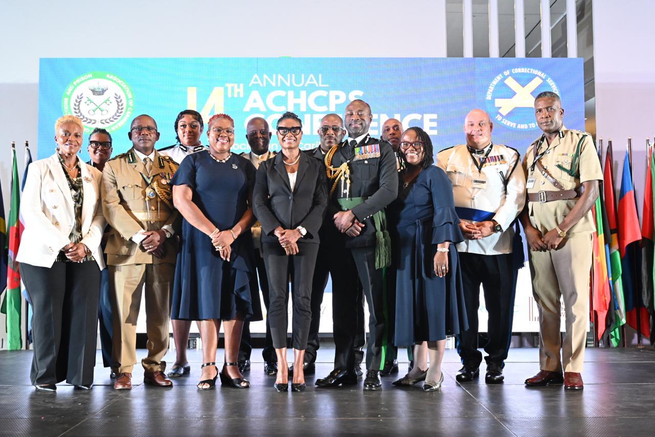 Minister of State in the Ministry of National Security and Peace, the Hon. Juliet Cuthbert-Flynn, is joined by the Commissioner of Corrections and regional Heads of Corrections and Prison Services at the 14th Annual Conference of the Association of Caribbean Heads of Corrections and Prison Service at the AC Hotel in Kingston on Monday, September 7.