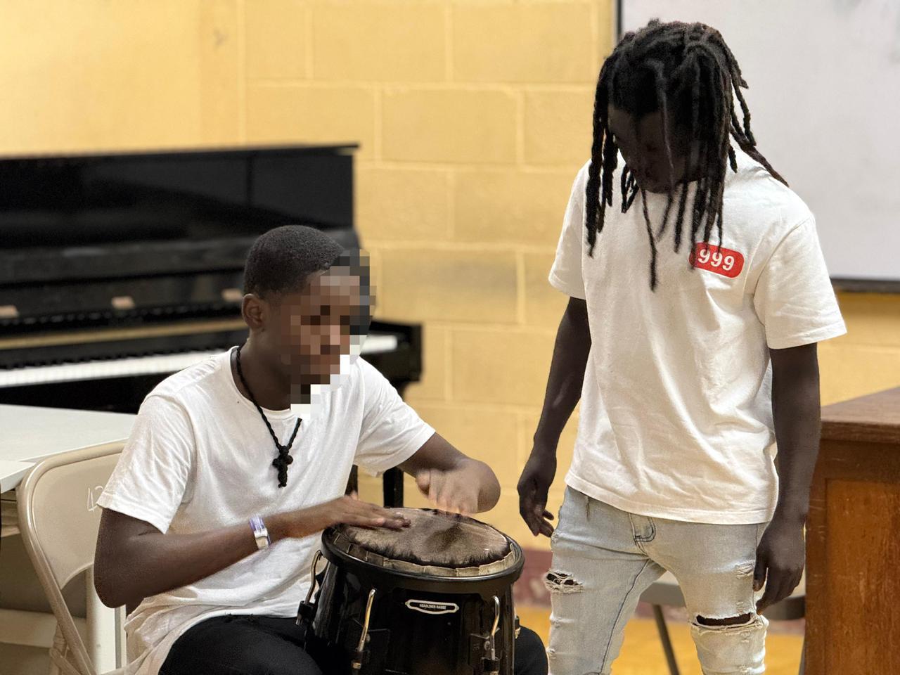 One of the LIV GUD Jingle Competition winners builds his musical skills at the Edna Manley College of the Visual and Performing Arts Summer School Programme in July 2026 during a piano session.