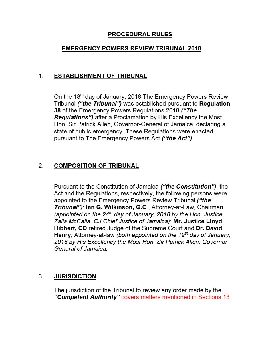 Front page of PROCEDURAL RULES EMERGENCY POWERS REVIEW TRIBUNAL 2018