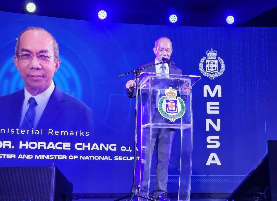 Deputy Prime Minister and Minister of National Security, the Hon. Dr Horace Chang delivering the main address at the Jamaica Constabulary Force’s Distinguished Mensa Lecture and Transformations Expo Launch held at AC hotel in Kingston on Friday (June 6).