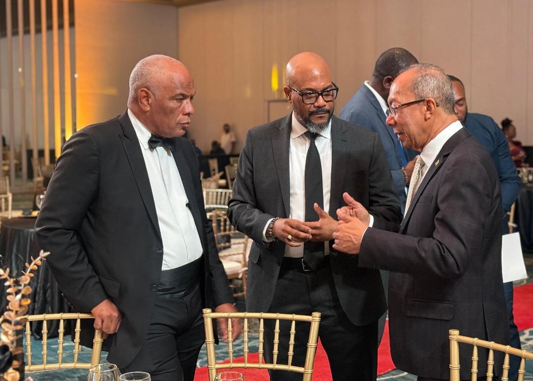 Deputy Prime Minister and Minister of National Security and Peace, the Hon. Dr. Horace Chang (right), in conversation with Director-General, Major Organised Crime and Anti-Corruption Agency, Col. Desmond Edwards (left) and Executive Director, Integrity Commission, Mr. Craig Beresford (centre) at the Major Organised Crime and Anti-Corruption Agency’s Rewards and Recognition Ceremony. The ceremony was held at the AC Hotel in Kingston on May 22, 2026, to honour and celebrate the Agency's work.