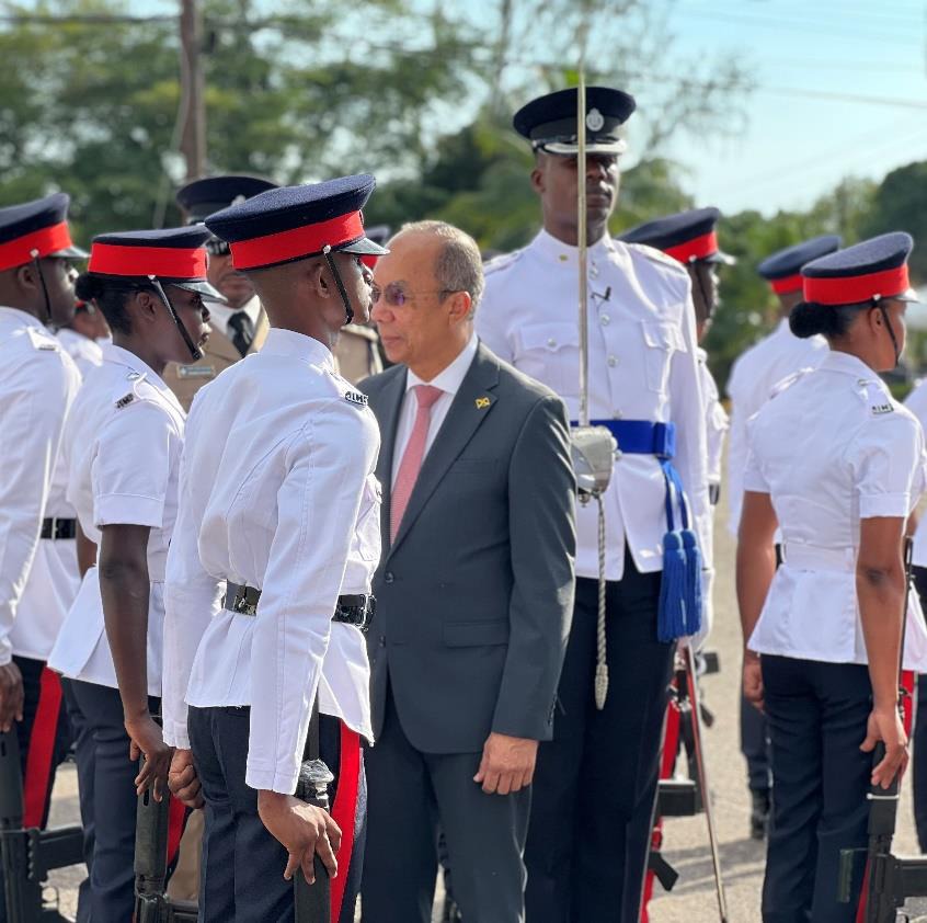 Deputy Prime Minister and Minister of National Security, the Hon. Dr. Horace Chang inspects new Constables of Batch 151 at the Jamaica Constabulary Force Passing Out Parade and Awards Ceremony held at the National Police College of Jamaica in Twickenham Park, St. Catherine yesterday (January 31).