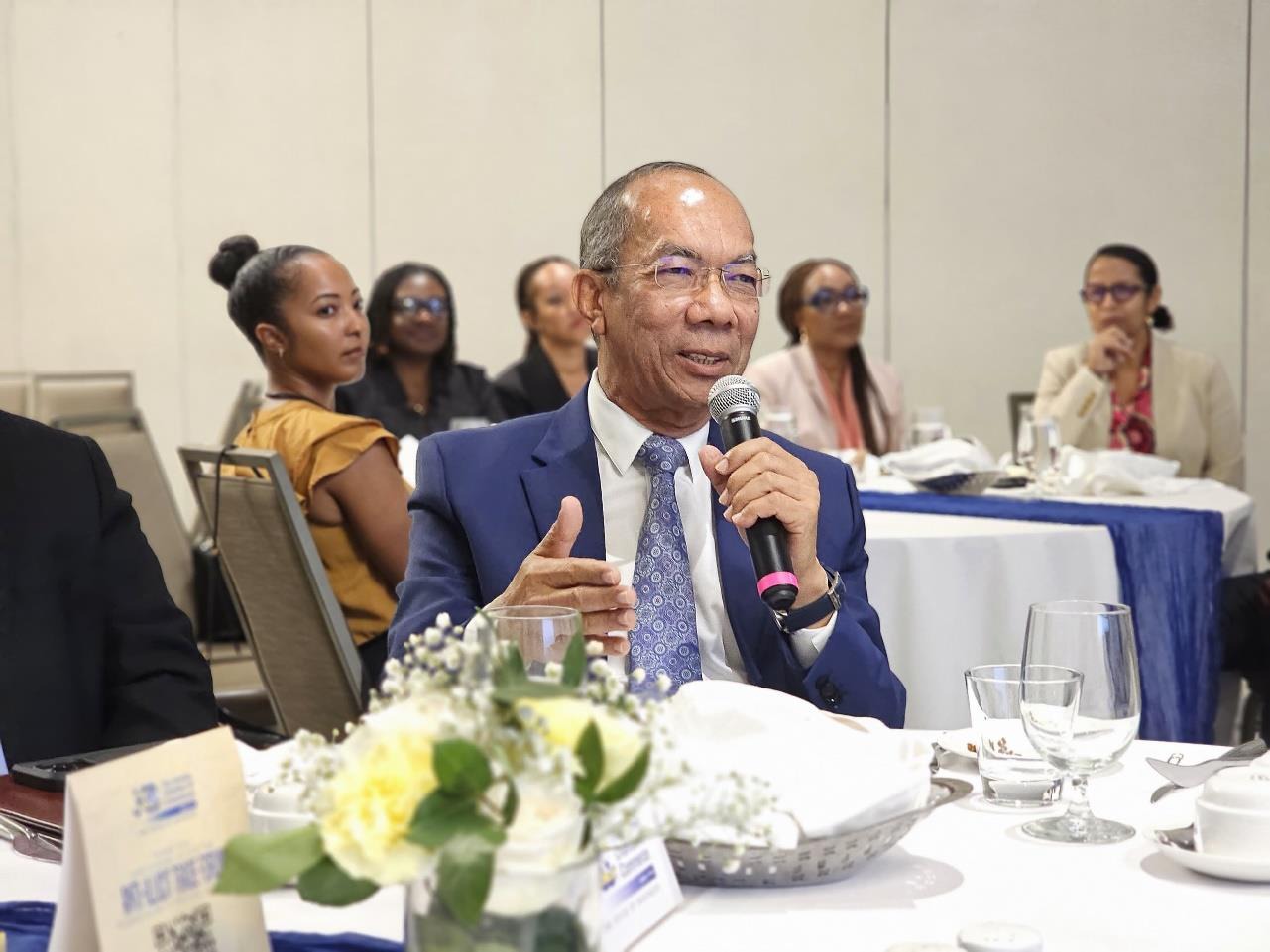 Deputy Prime Minister and Minister of National Security, the Hon. Dr. Horace Chang, addressing attendees at the Jamaica Chamber of Commerce 1st Anti-illicit Trade Forum held yesterday (April 30) at the AC Marriott Hotel.