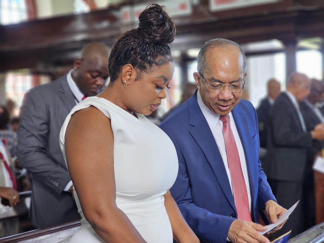 Deputy Prime Minister and Minister of National Security, the Hon. Dr. Horace Chang in conversation with Nekeisha Burchell at the 30th Anniversary Church Service of the Association of Past Members of the Jamaica Constabulary Force at the St. James Parish Church in St. James on June 30. The service themed ”Inspiring a United, Caring and Sharing Society” celebrates men and women of the Jamaica Constabulary Force (JCF) who are no longer on active duty.