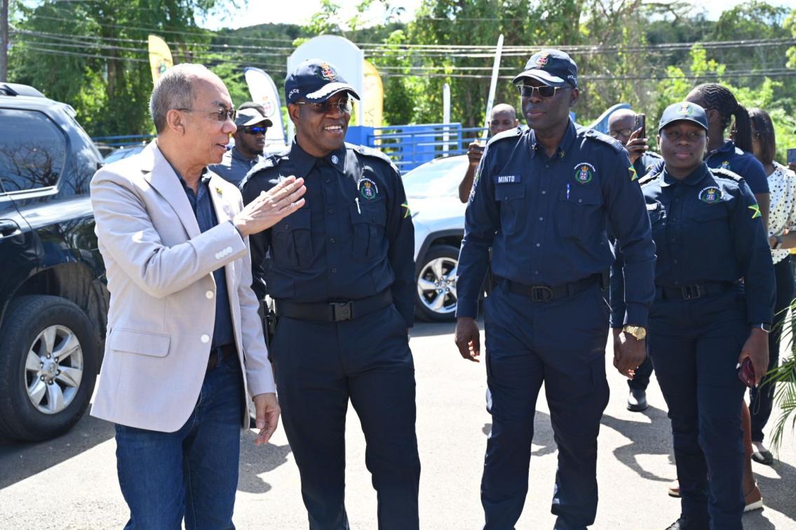 Deputy Prime Minister and Minister of National Security, the Hon. Dr. Horace Chang in conversation with Commissioner of Police, Dr. Kevin Bake and Head of the St. Elizabeth Police Division, Superintendent Minto at the opening of the Lacovia Police Station in St. Elizabeth on February 26, 2025. (file photo)