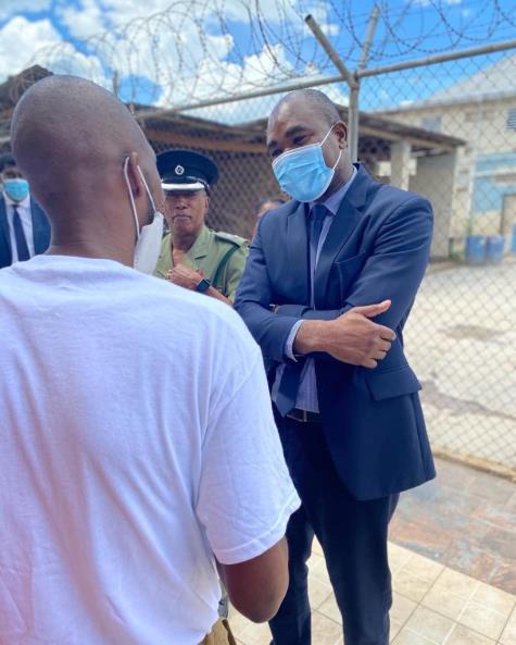 Photo Caption: Minister of State in the Ministry of National Security, the Hon. Zavia Mayne engages in a conversation with one of the inmates at the St. Catherine Adult Correctional Centre. Over 20 inmates successfully completed the fourteen-week Step Out and Strive Programme on Thursday, September 29, 2022.