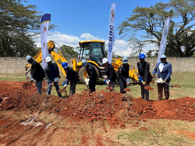 Deputy Prime Minister and Minister of National Security, the Hon. Dr. Horace Chang (centre), Commissioner of Police, Major General Antony Anderson (first left) and Commissioner-designate, Dr. Kevin Blake (first right) break ground for the construction of the state-of-the-art, Westmoreland Police Divisional Headquarters on Friday (March 15) at the Llandilo Community Cultural Centre. The project will be funded at a cost of $2.7 billion. His worship the Mayor of Savana-La-Mar, Councillor Danree Dulancy (left),