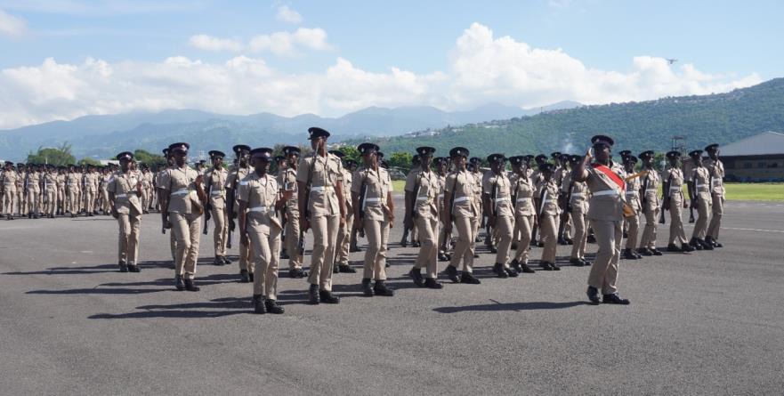 Photo Caption: Graduates of the tenth intake of the Jamaica National Service Corps (JNSC) during their Passing Out Parade at Up Park Camp, yesterday. More than 250 graduates have completed the year-long training and will matriculate into the different brigades of the Jamaica Defence Force (JDF).